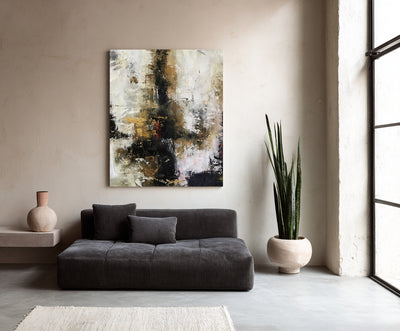 Abstract Black Beige Canvas Art