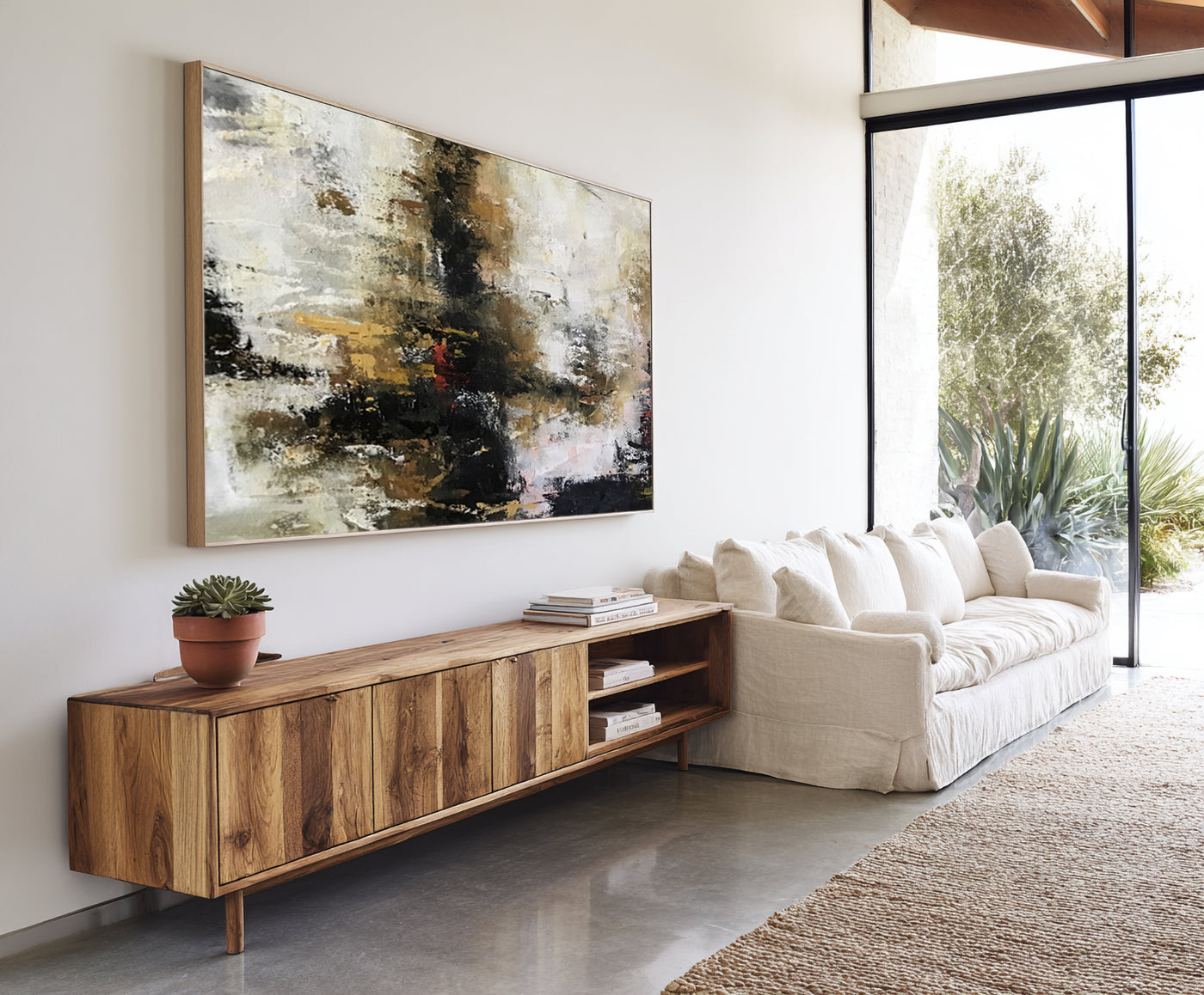 Abstract Black Beige Canvas Art