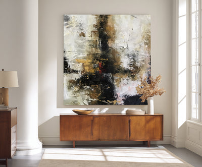 Abstract Black Beige Canvas Art