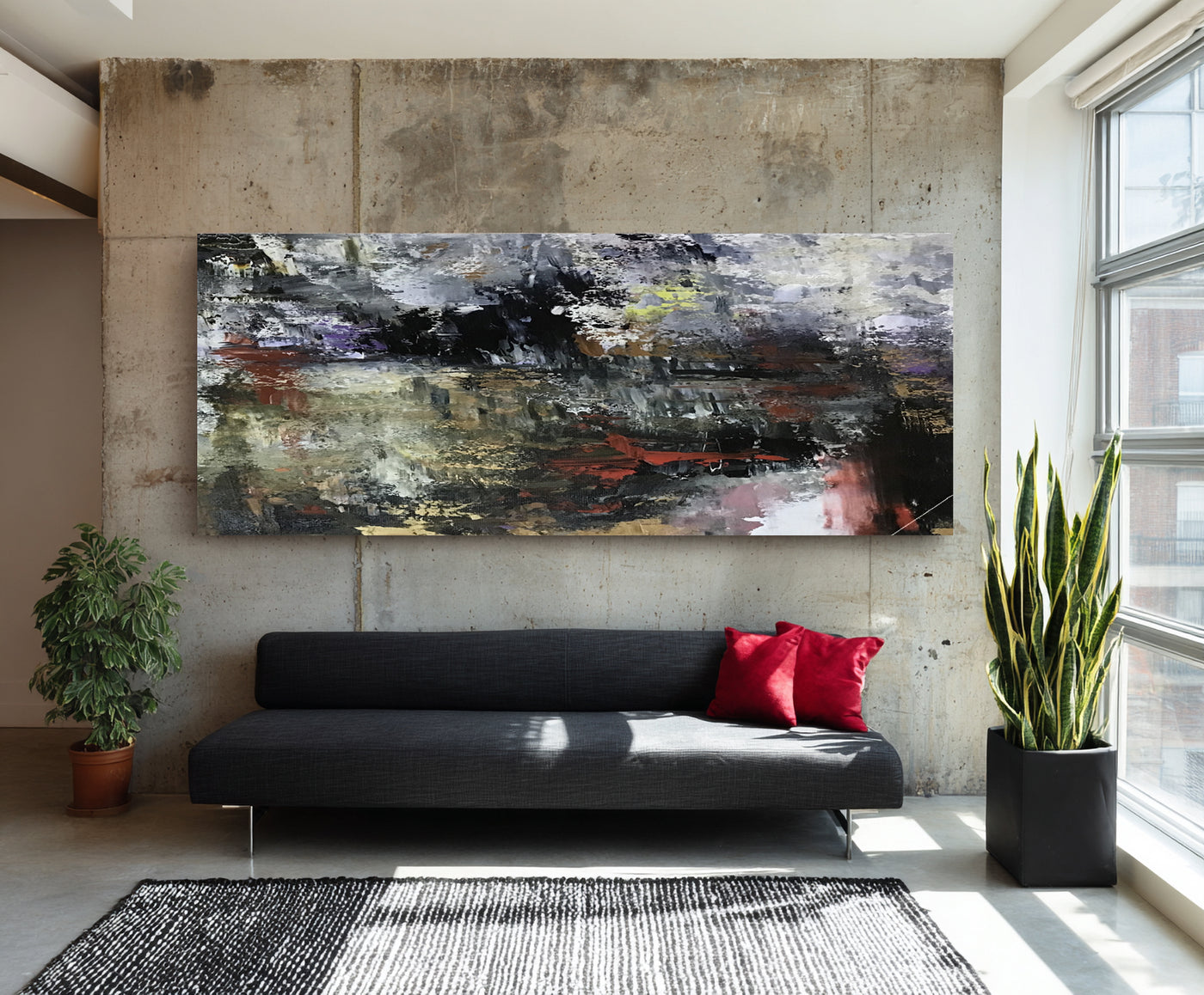 Abstract Black Red Canvas Art