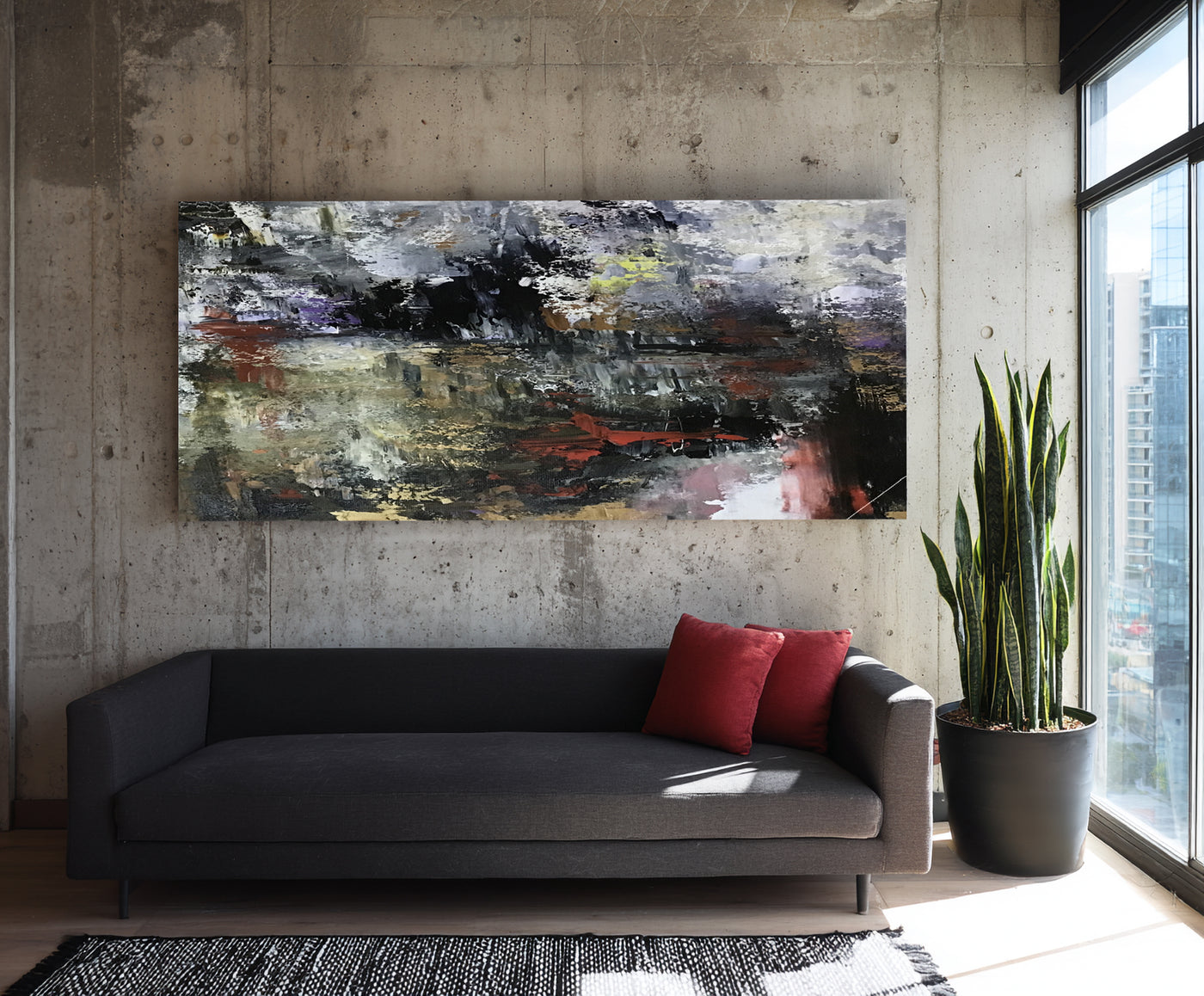 Abstract Black Red Canvas Art
