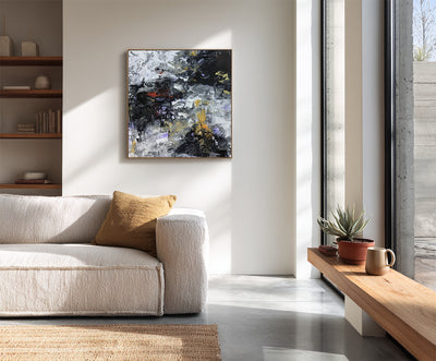Abstract Black Yellow Canvas Art