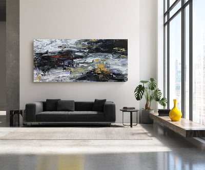 Abstract Black Yellow Canvas Art
