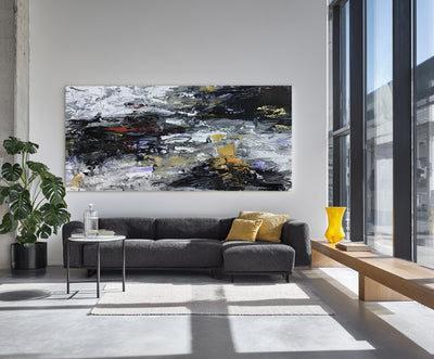 Abstract Black Yellow Canvas Art
