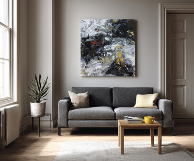 Abstract Black Yellow Canvas Art