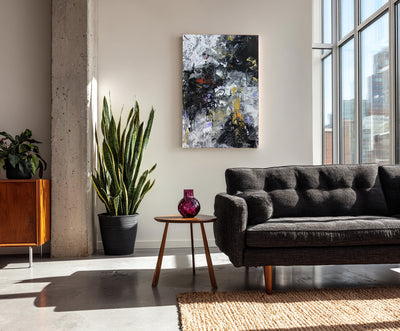 Abstract Black Yellow Canvas Art