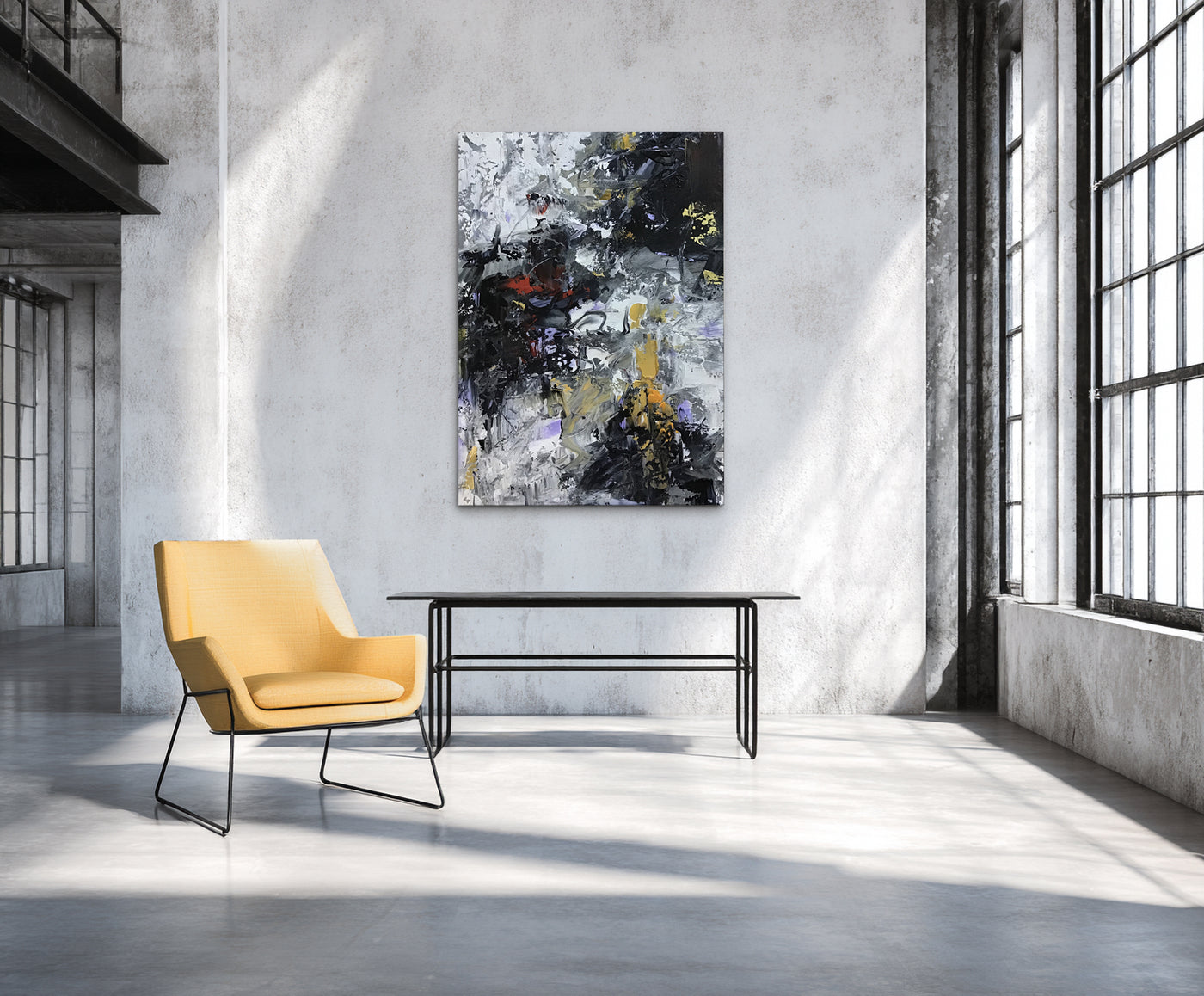 Abstract Black Yellow Canvas Art