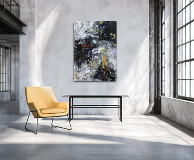 Abstract Black Yellow Canvas Art