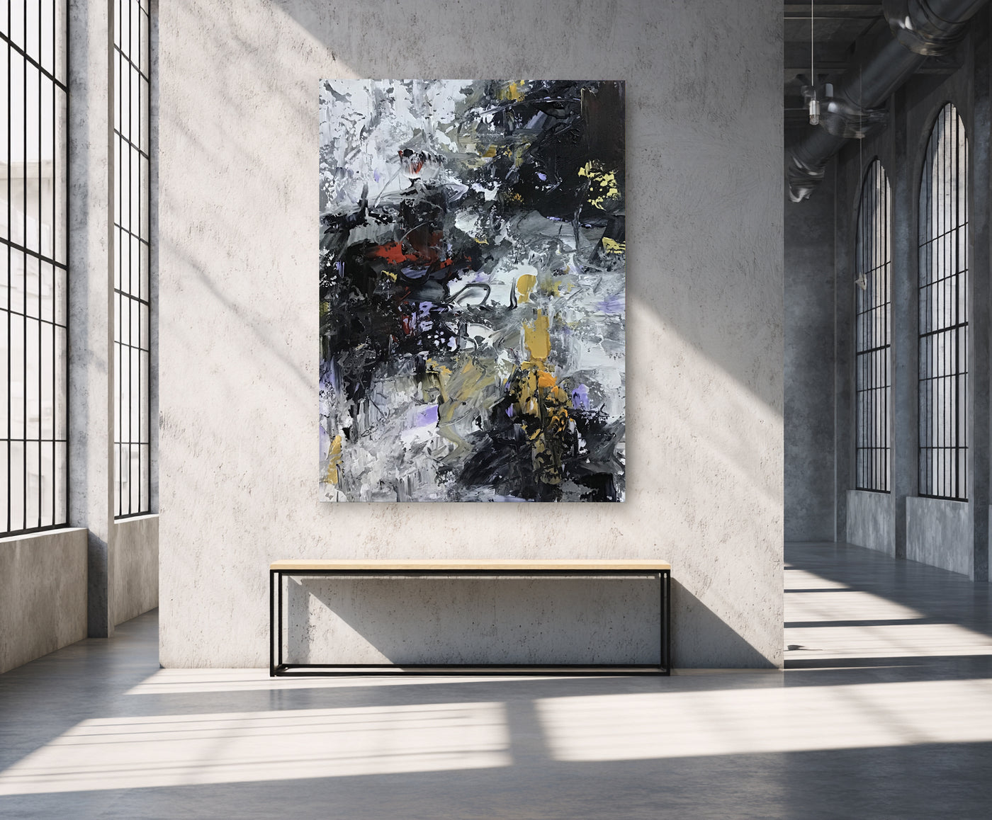 Abstract Black Yellow Canvas Art