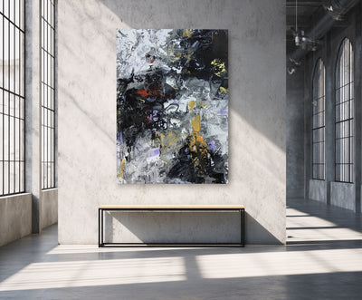 Abstract Black Yellow Canvas Art