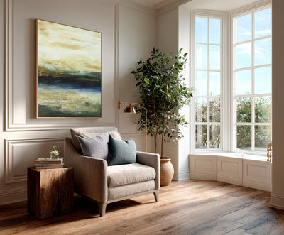 Abstract Beige Blue Landscape Canvas Art