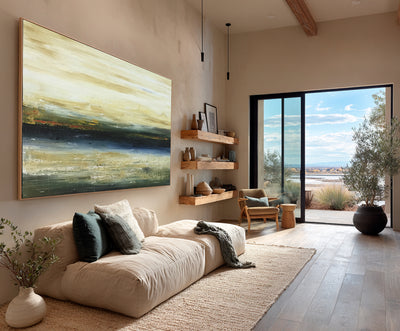 Abstract Beige Blue Landscape Canvas Art