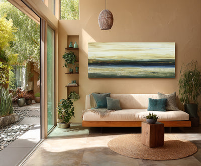 Abstract Beige Blue Landscape Canvas Art