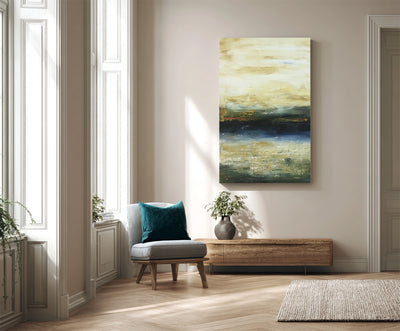 Abstract Beige Blue Landscape Canvas Art