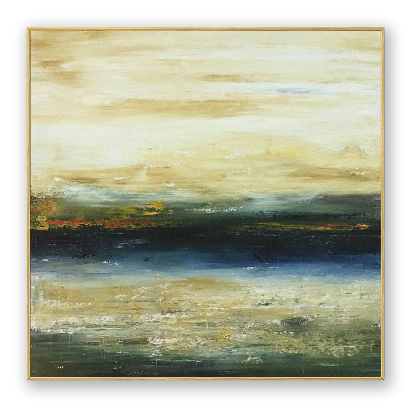 Abstract Beige Blue Landscape Canvas Art