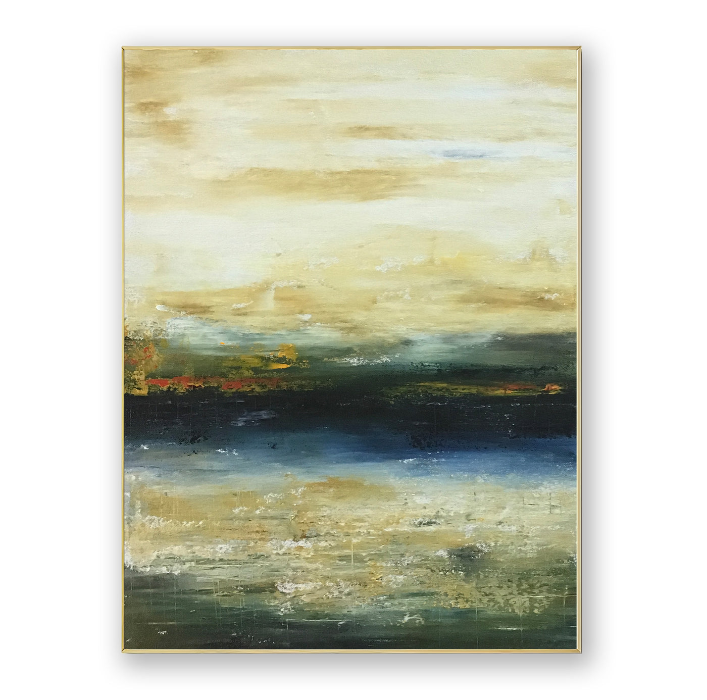 Abstract Beige Blue Landscape Canvas Art