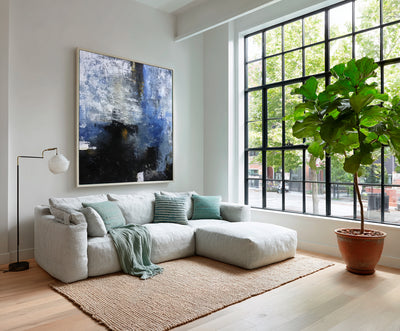 Abstract Blue Black Canvas Art