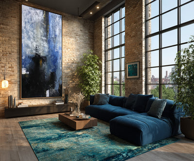 Abstract Blue Black Canvas Art