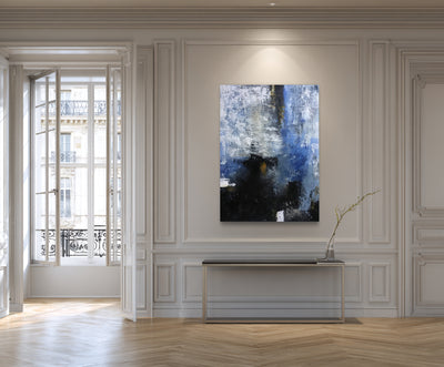 Abstract Blue Black Canvas Art