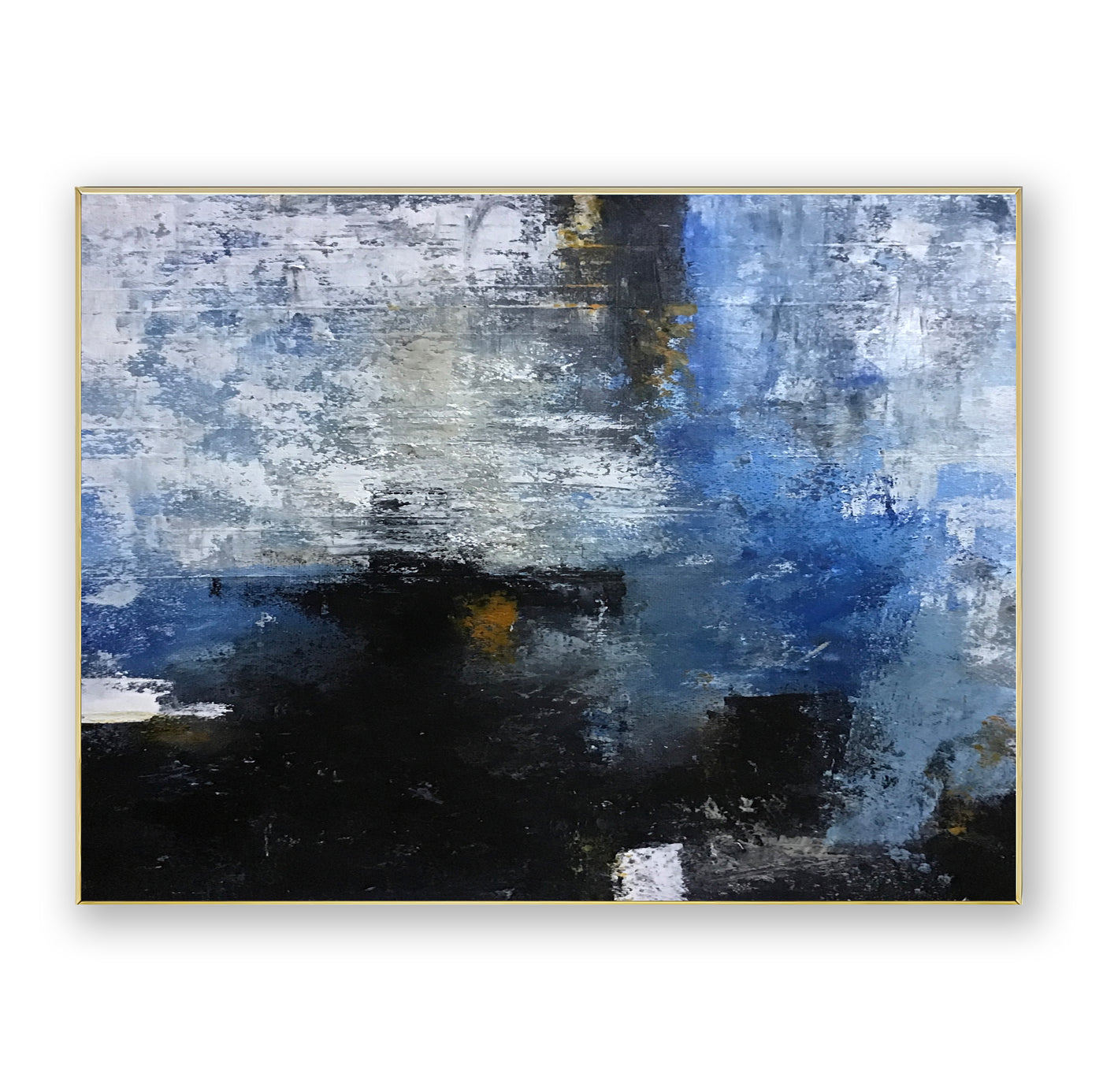 Abstract Blue Black Canvas Art