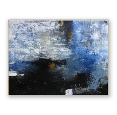 Abstract Blue Black Canvas Art