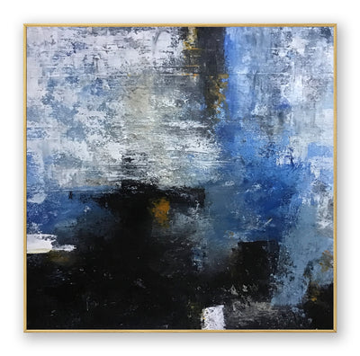 Abstract Blue Black Canvas Art