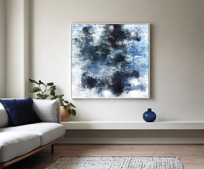 Abstract Blue Black Canvas Art