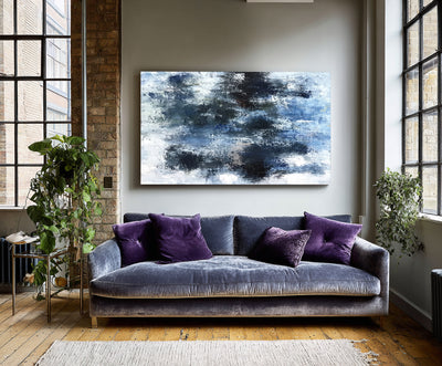 Abstract Blue Black Canvas Art