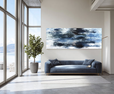 Abstract Blue Black Canvas Art