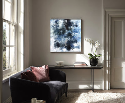 Abstract Blue Black Canvas Art
