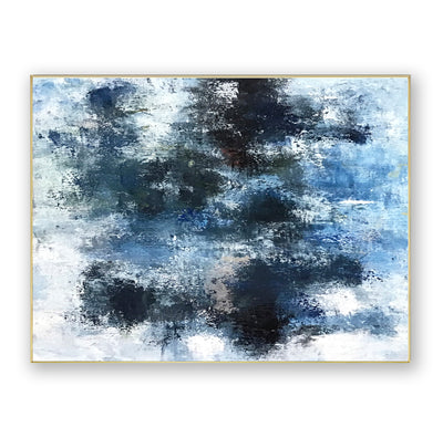 Abstract Blue Black Canvas Art