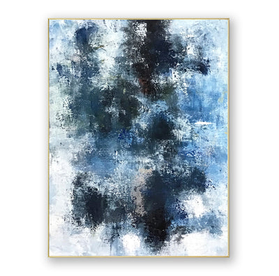 Abstract Blue Black Canvas Art