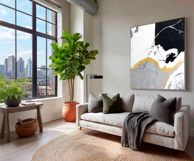 Abstract Black Gold Canvas Art