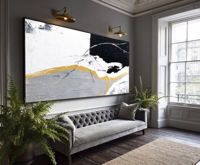 Abstract Black Gold Canvas Art
