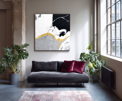 Abstract Black Gold Canvas Art