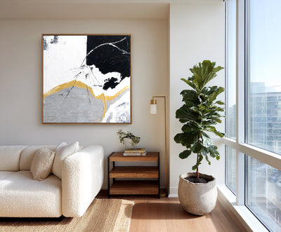Abstract Black Gold Canvas Art