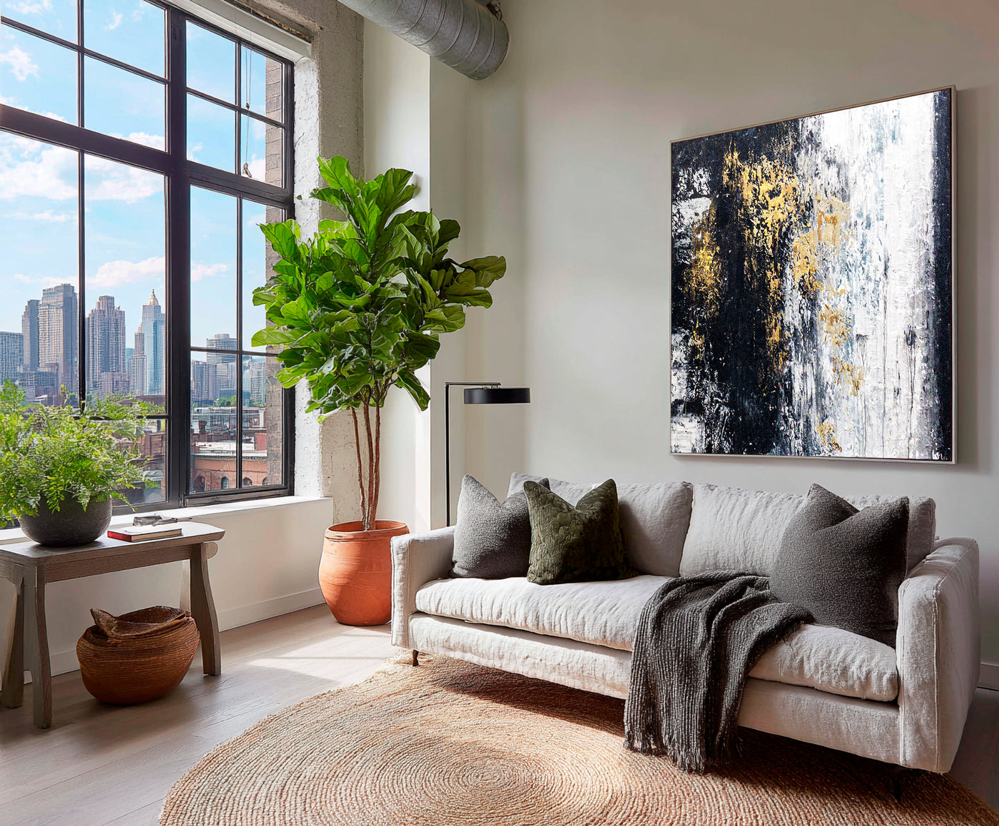 Abstract Black Gold Canvas Art