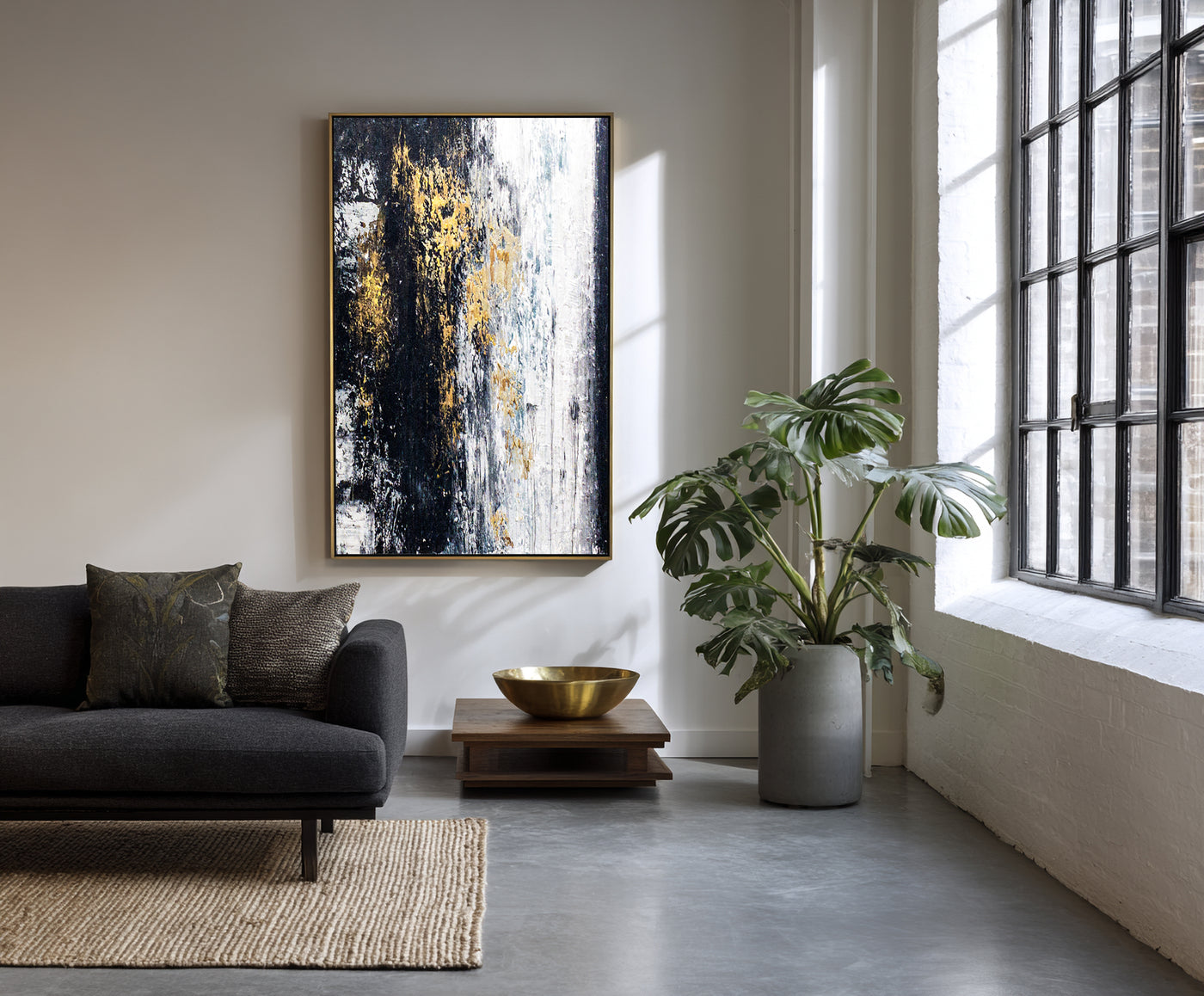 Abstract Black Gold Canvas Art