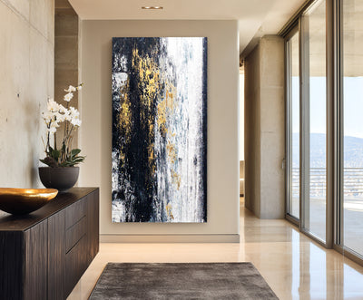 Abstract Black Gold Canvas Art