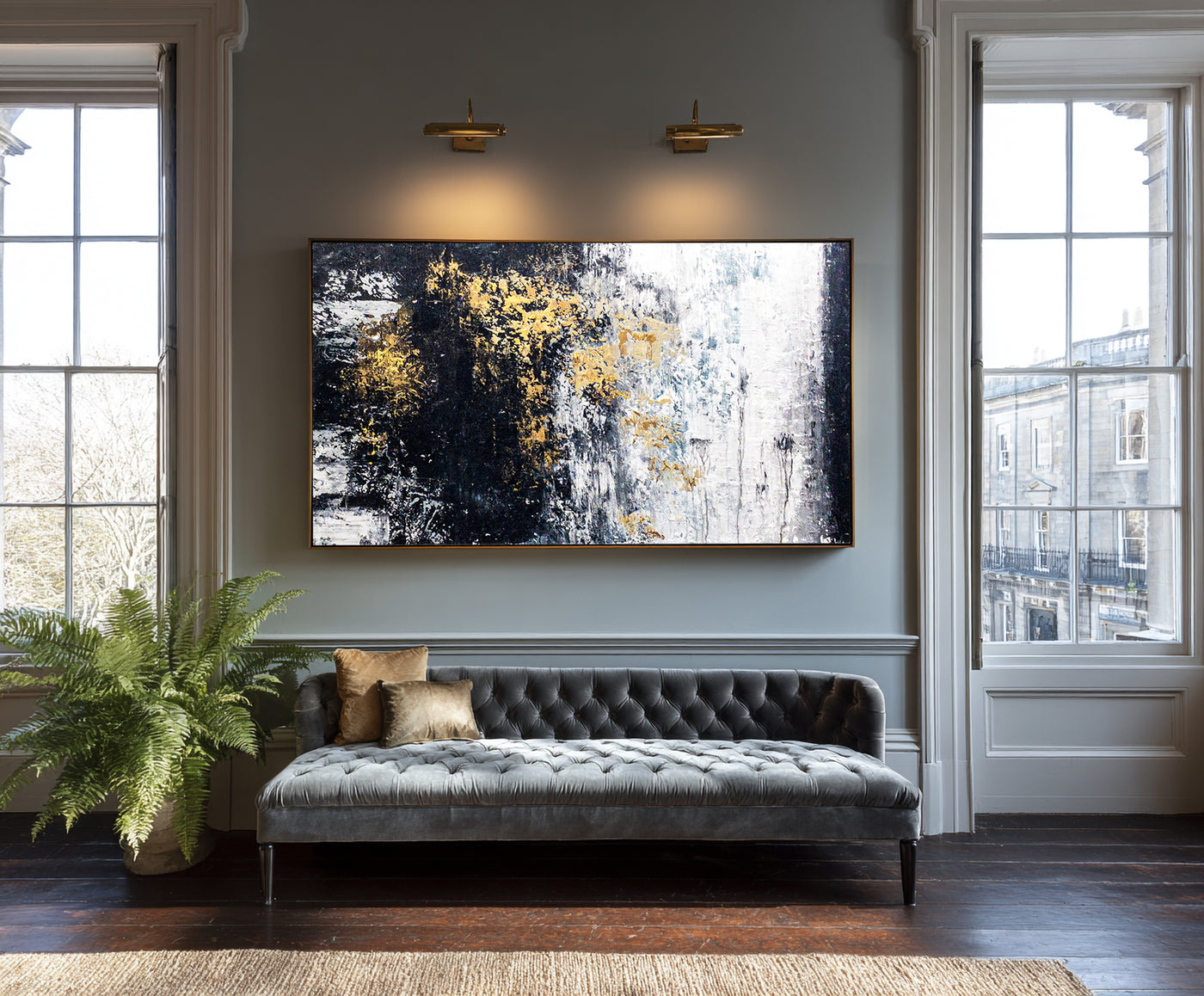 Abstract Black Gold Canvas Art
