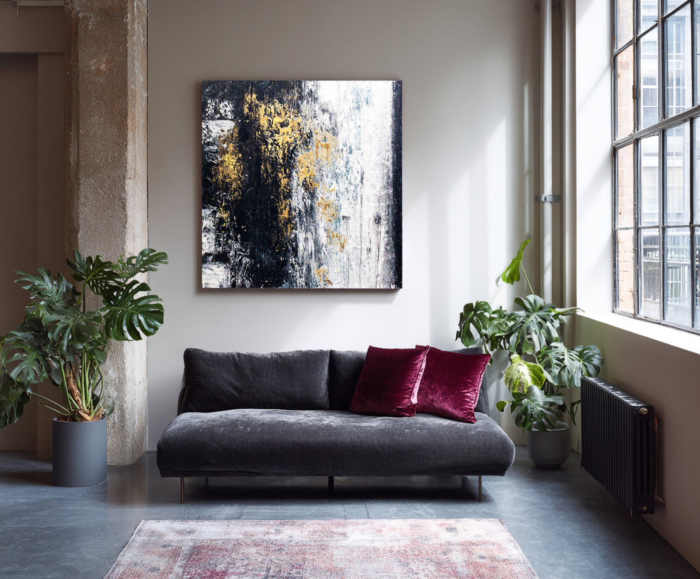 Abstract Black Gold Canvas Art