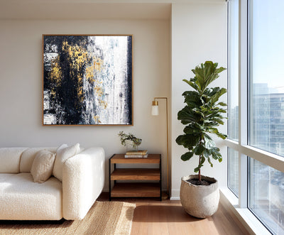 Abstract Black Gold Canvas Art