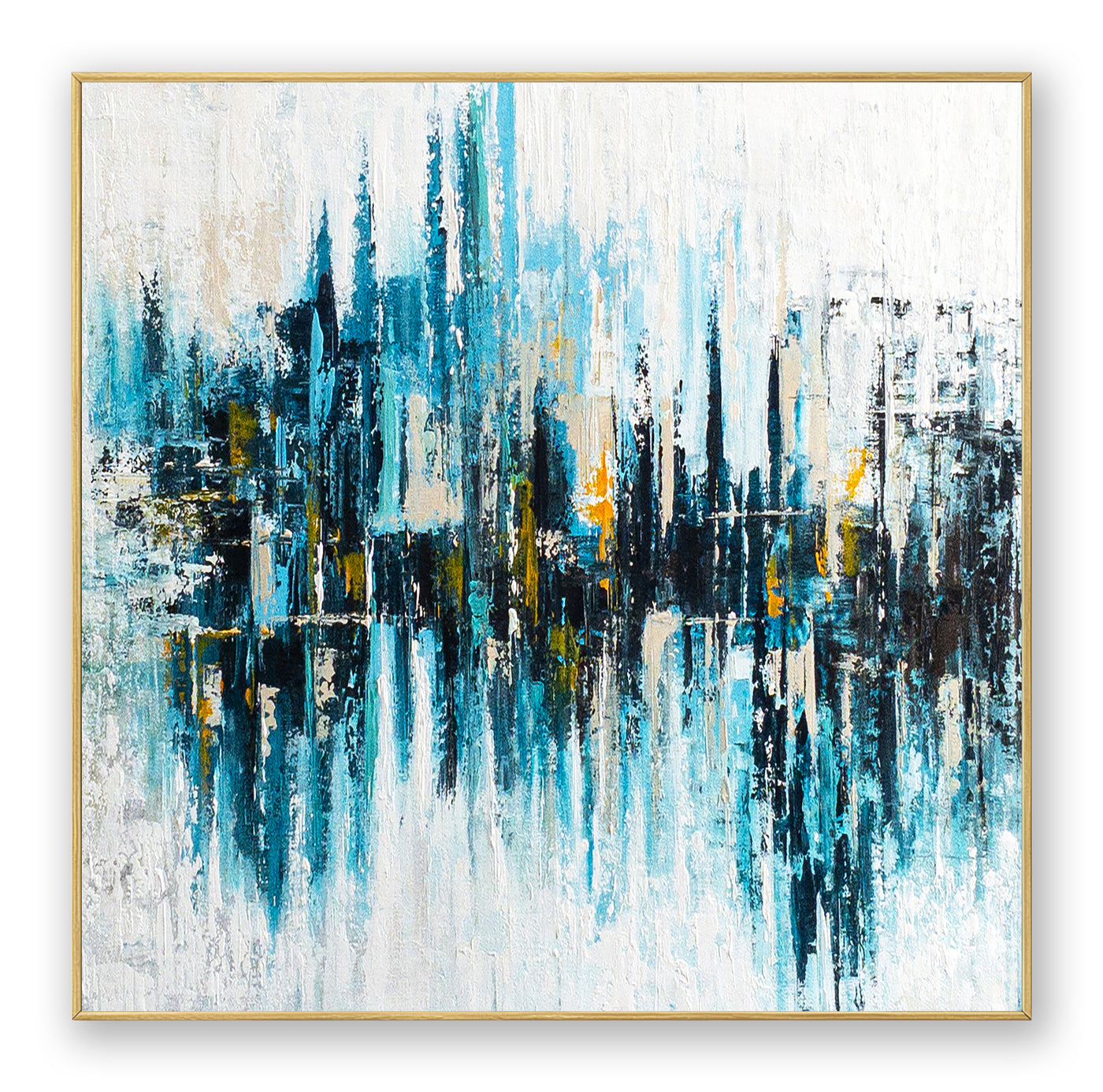 Abstract Blue Cityscape Canvas Art