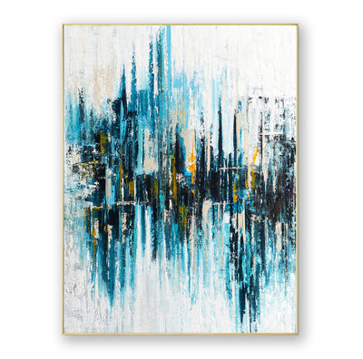 Abstract Blue Cityscape Canvas Art