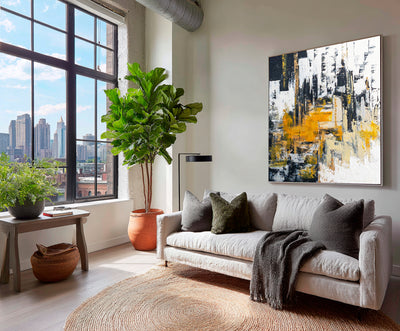 Abstract Black Gold Canvas Art