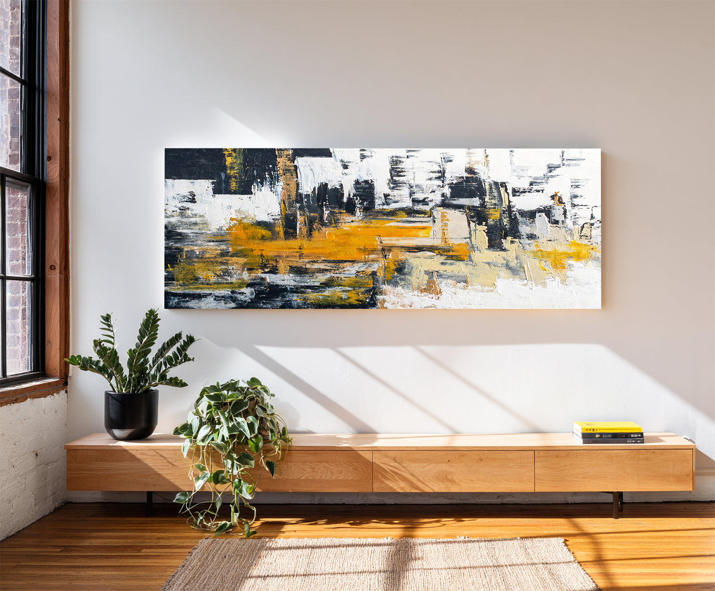 Abstract Black Gold Canvas Art