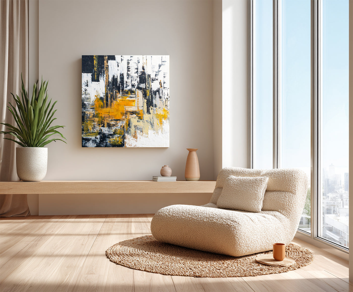 Abstract Black Gold Canvas Art