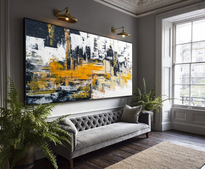 Abstract Black Gold Canvas Art