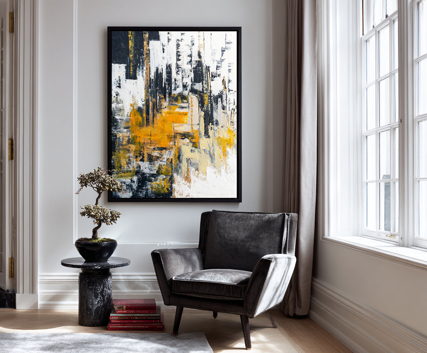 Abstract Black Gold Canvas Art