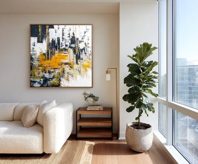 Abstract Black Gold Canvas Art